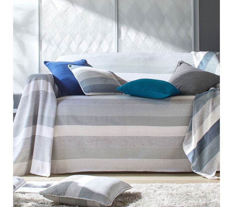 Jeté De Canapé 270x250 Gris En Coton