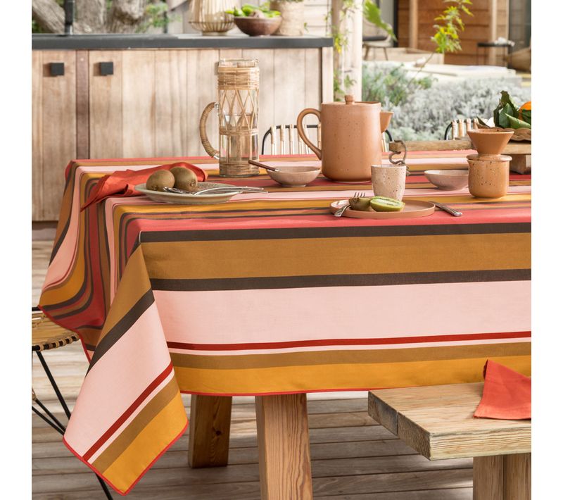 Nappe Ronde 150 Cm Orange Terracotta En Coton