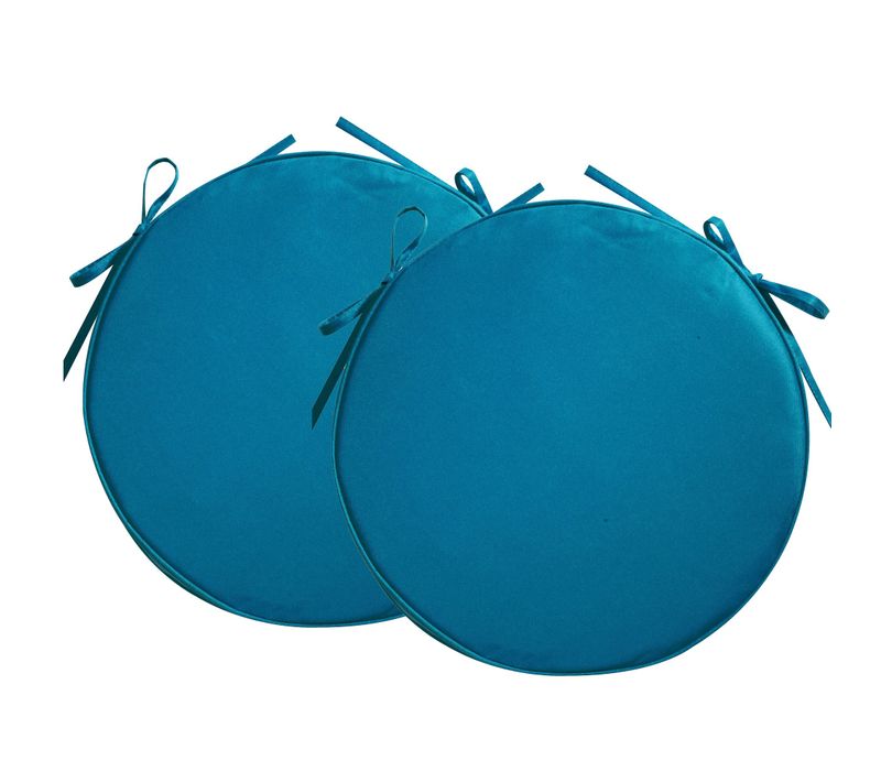 Lot de 2 Galettes Rond Bleu Paon En Coton