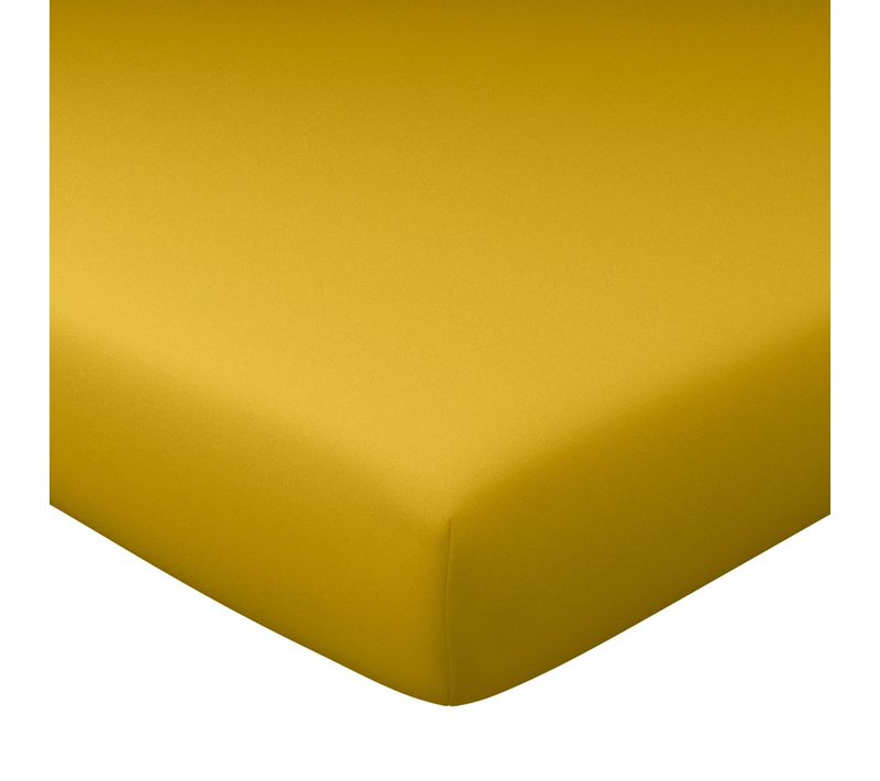 Drap-housse Grand Bonnet 90x190x32 Jaune Moutarde En Coton
