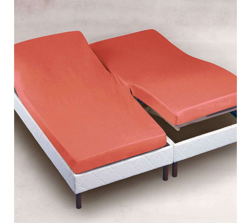 Drap-housse Tête Et Pied Reglable 180x200x28 Orange Poterie En Coton
