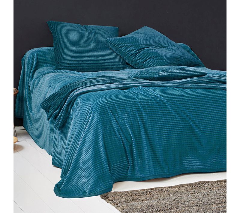 Jeté De Lit 180x245 Bleu Canard En Polyester