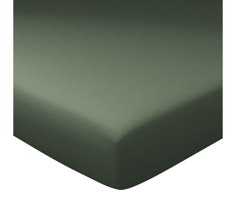 Drap-housse Grand Bonnet 90x200x32 Vert Kaki En Lin