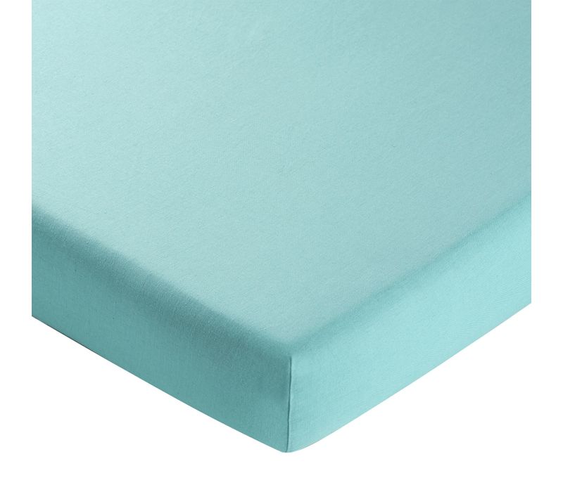 Drap-housse 90x200x28 Bleu Aqua En Lin