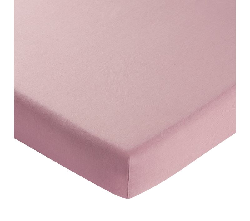 Drap-housse 90x200x28 Rose Thé En Lin