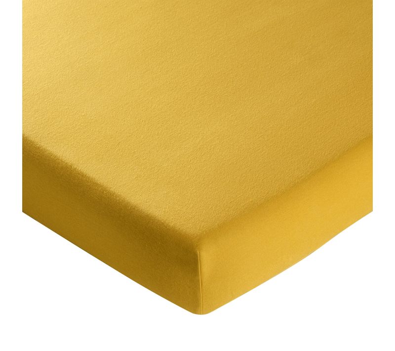Drap-housse 140x200x28 Jaune Moutarde En Coton