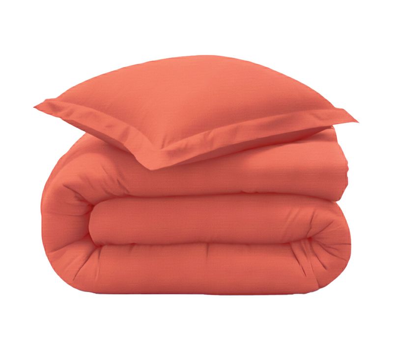 Housse De Couette 260x240 Orange Terracotta En Coton