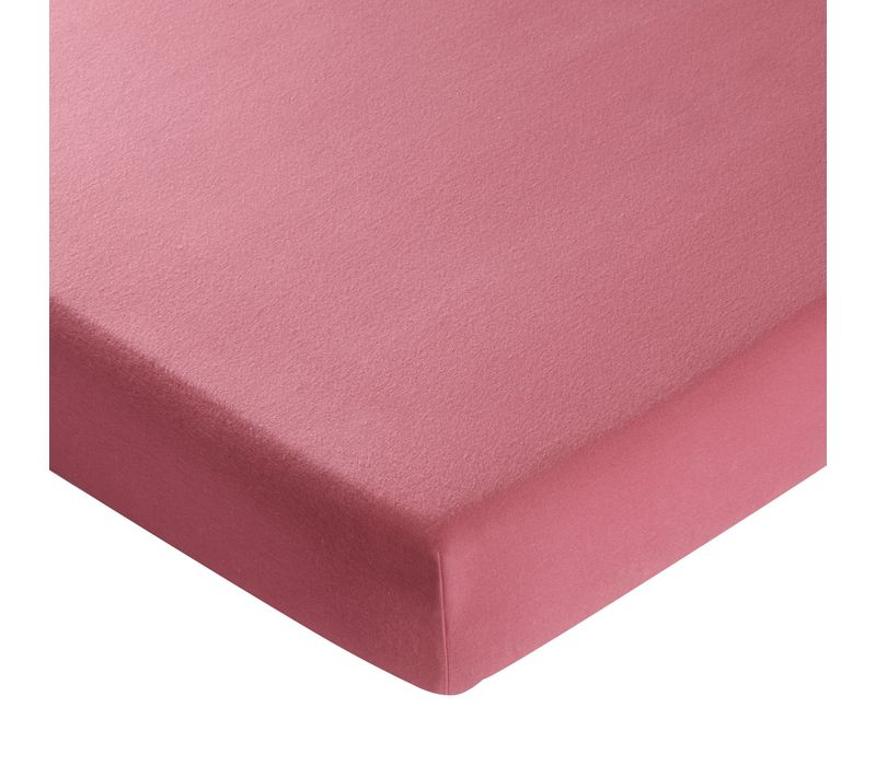 Drap-housse 90x200x28 Rose Framboise En Coton