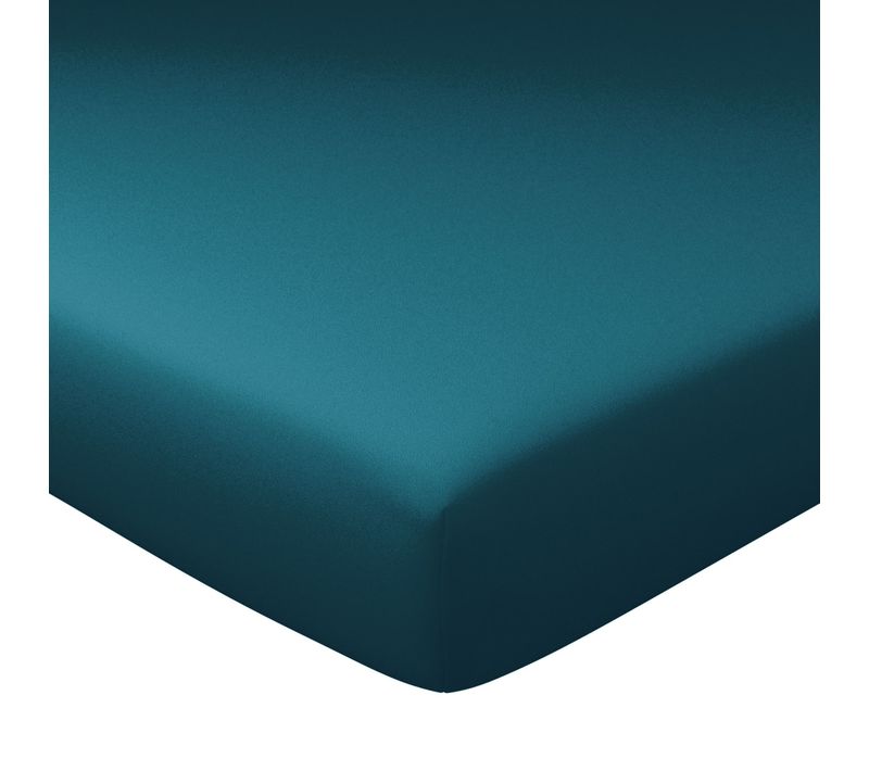 Drap-housse Grand Bonnet 90x200x30 Bleu Canard En Coton