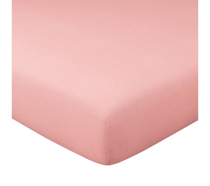 Drap-housse 80x200x28 Rose Thé En Coton