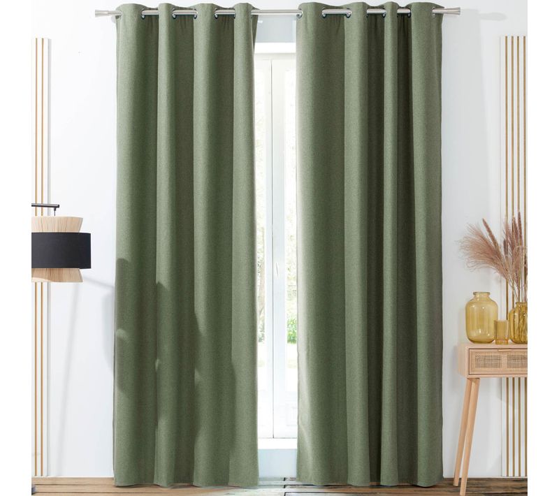 Rideau Occultant 140x260 Vert Kaki En Polyester