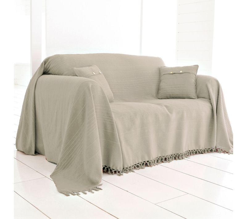 Jeté De Canapé 270x250 Blanc Ivoire En Coton
