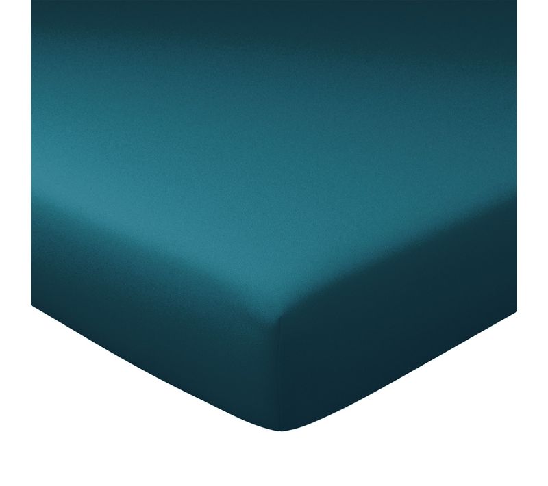 Drap-housse Grand Bonnet 160x200x32 Bleu Canard En Coton