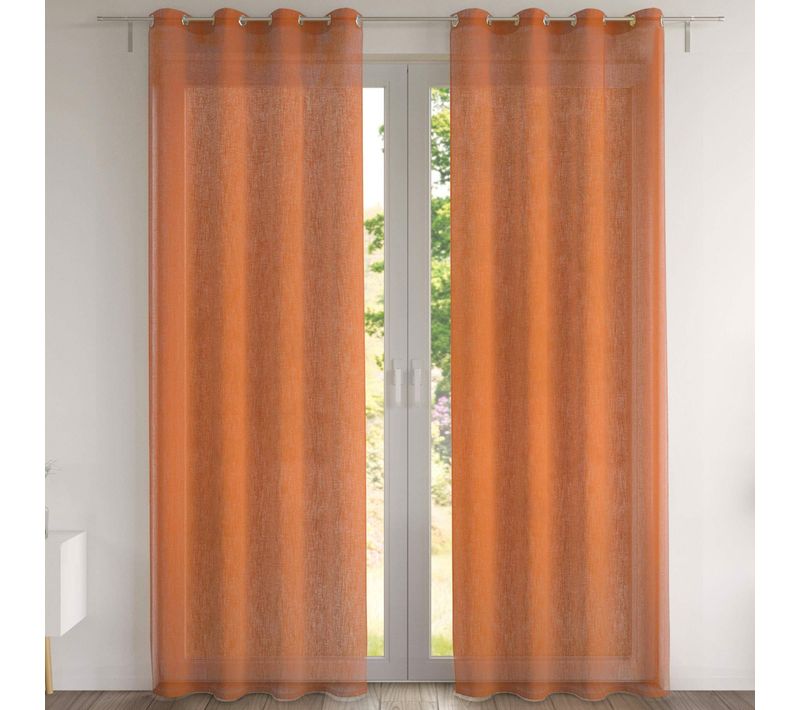 Voilage 140x240 Orange Terracotta En Polyester