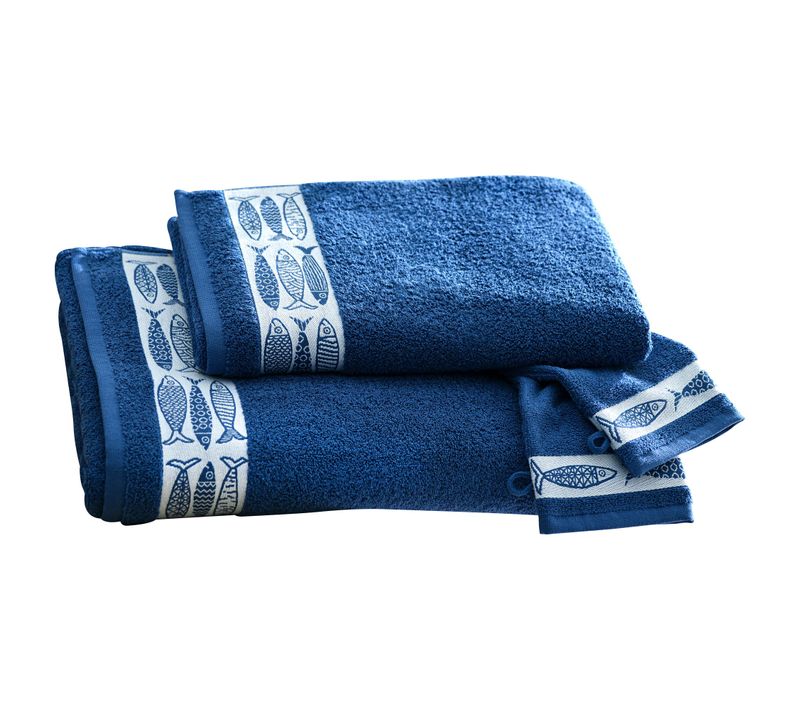Serviette De Toilette 50x100 Bleu En Coton 450 G/m²