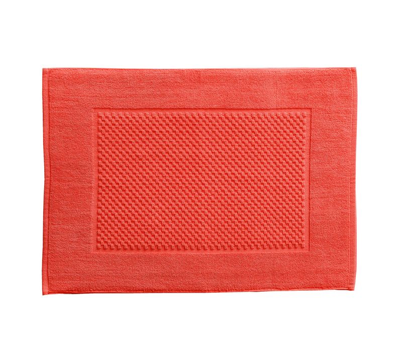 Lot De 2 Tapis De Bain 60x90 Orange Corail En Coton