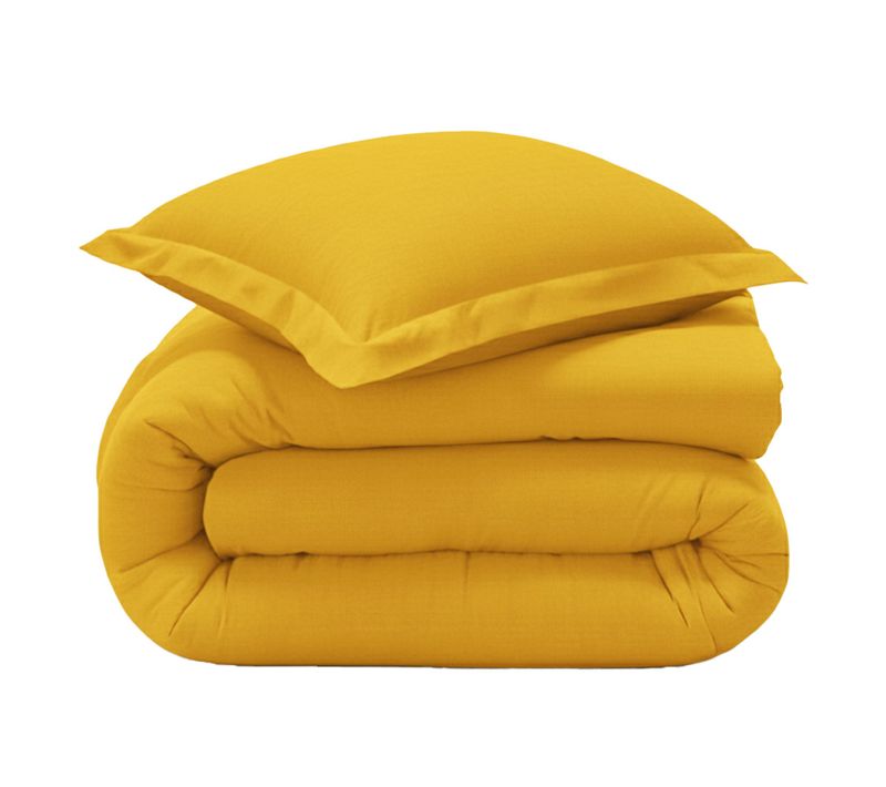 Housse De Couette 260x240 Jaune Soleil En Coton