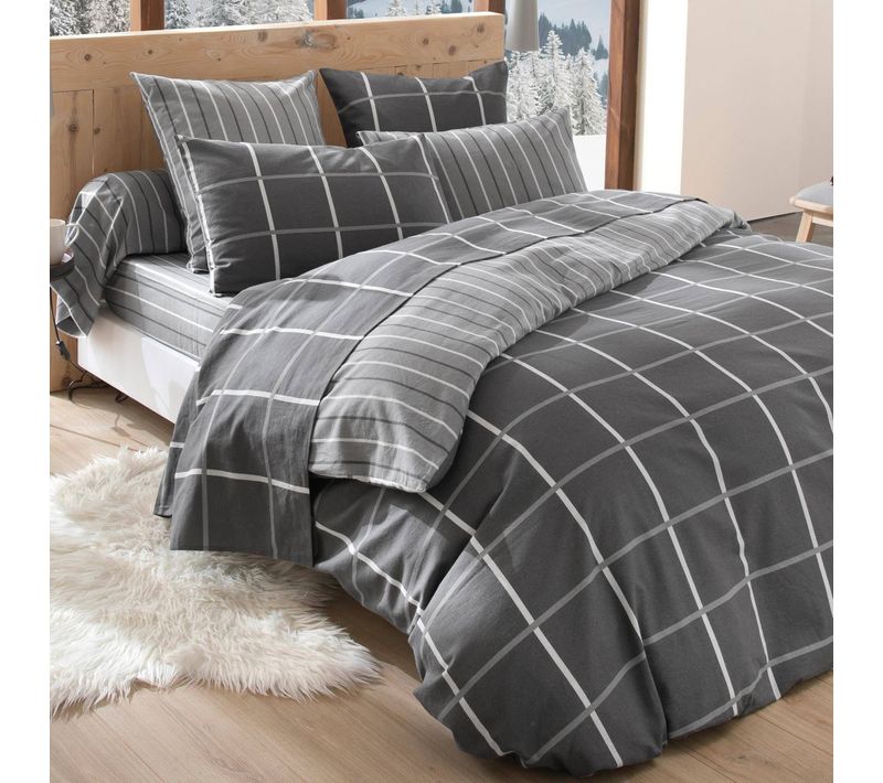 Housse De Couette 260x240 Gris Foncé En Coton