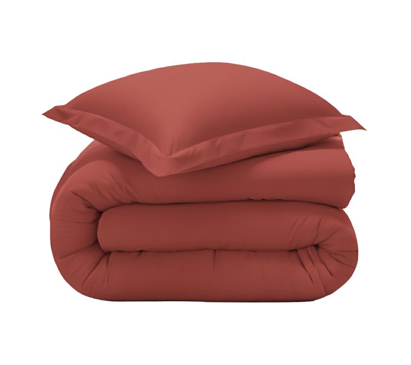 Housse De Couette 240x220 Orange Sienne En Coton