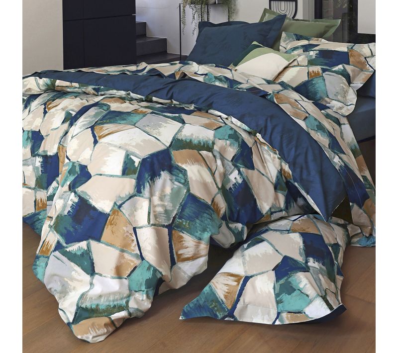 Housse De Couette 240x220 Bleu Foncé En Coton