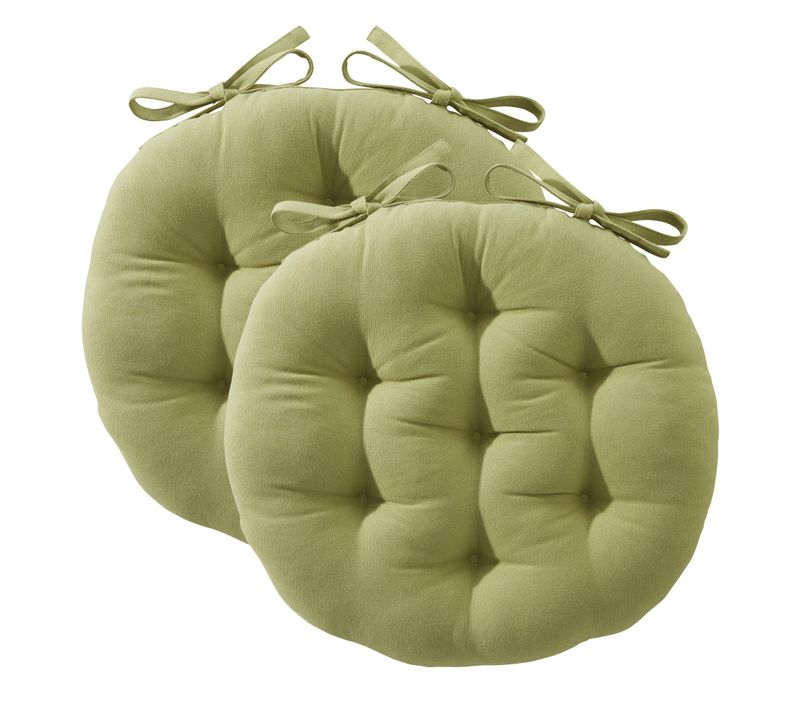 Lot de 2 Galettes Rondes Vert Pistache En Coton