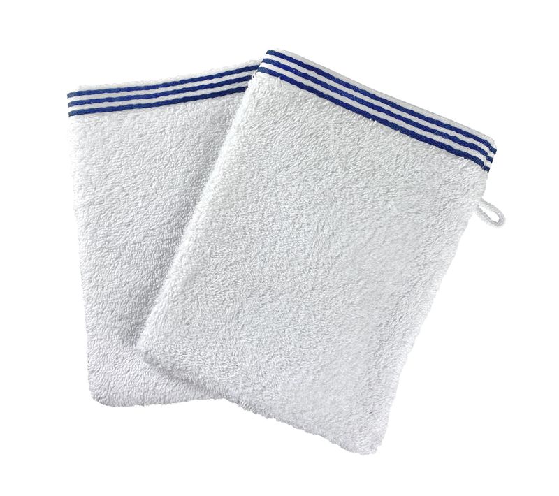 Lot De 2 Gant De Toilette 15x21 Blanc En Coton 450 G/m²