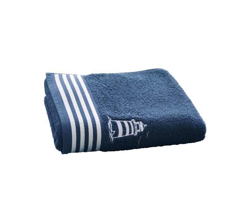 Serviette De Toilette 50x90 Bleu Marine En Coton 450 G/m²