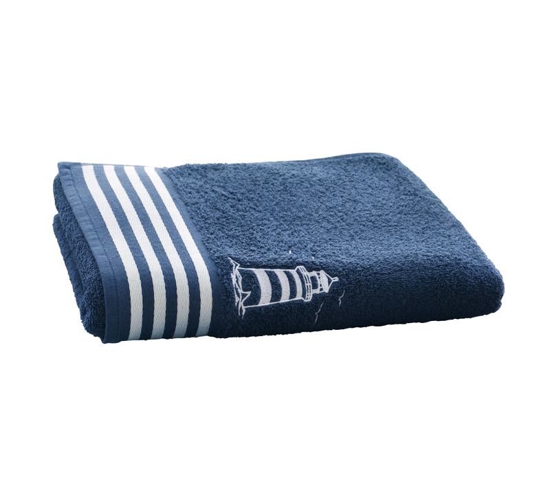 Drap De Bain 100x150 Bleu Marine En Coton 450 G/m²