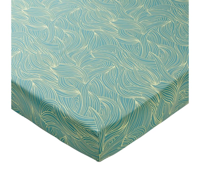 Drap-housse 160x200x28 Bleu Vert En Coton
