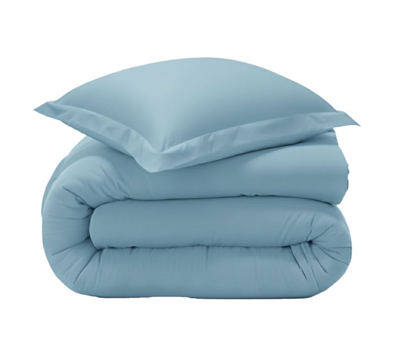 Housse De Couette 240x220 Bleu Glacier En Coton