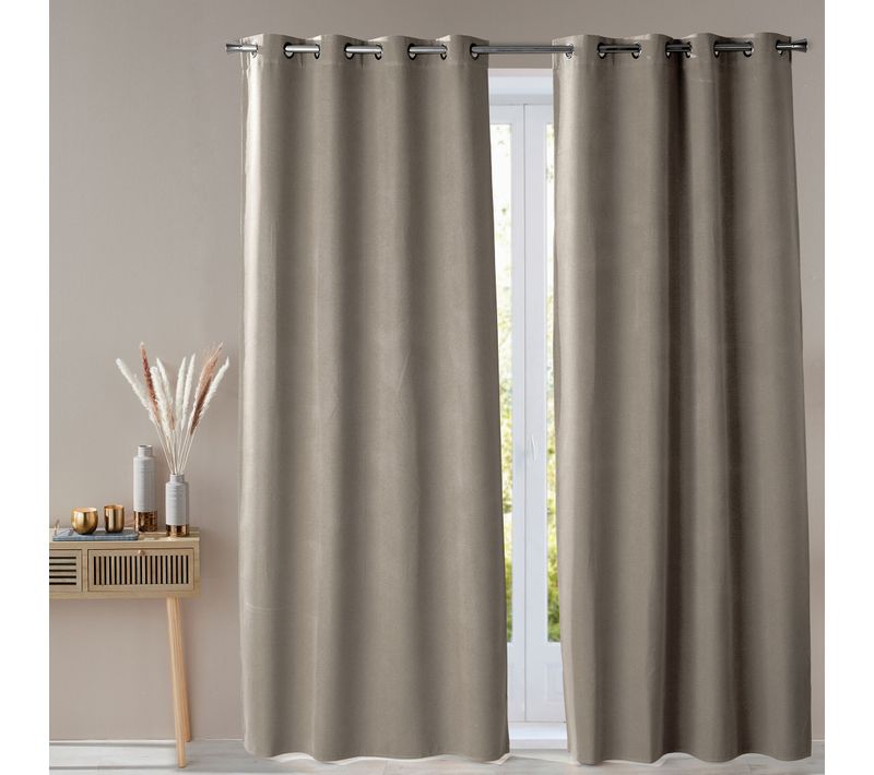 Rideau Occultant 140x180 Beige Foncé En Polyester