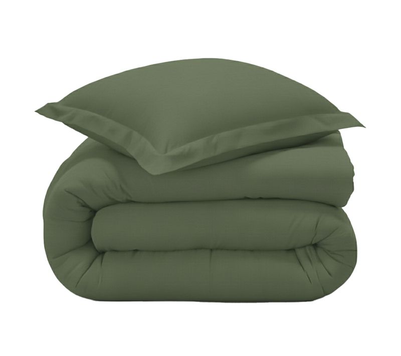 Housse De Couette 260x240 Vert Kaki En Coton