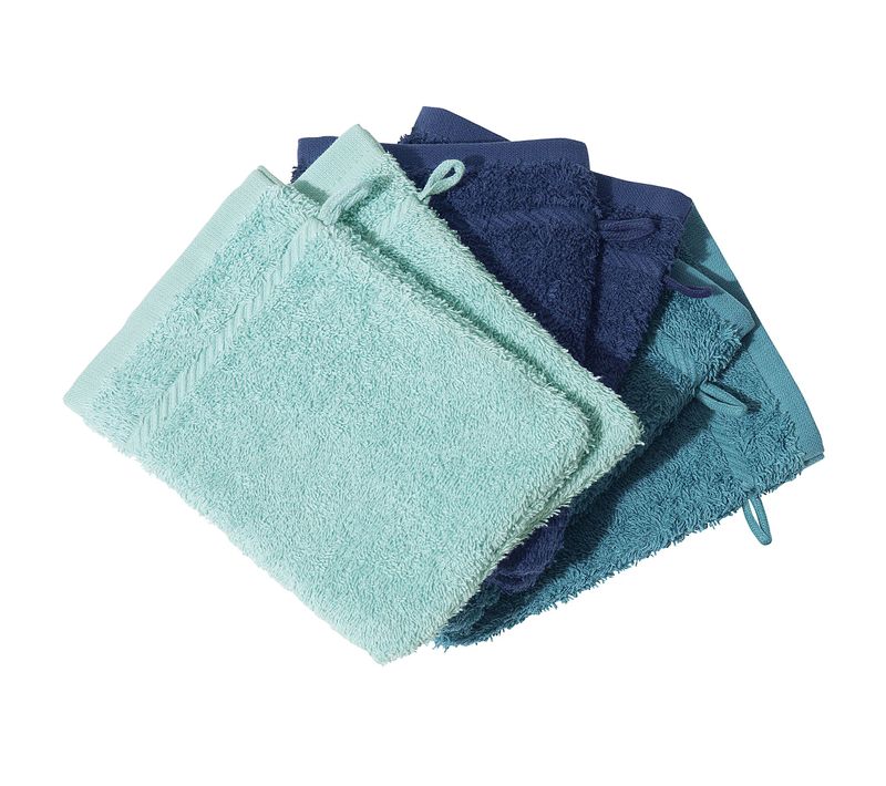 Lot De 6 Gant De Toilette 15x20 Bleu En Acrylique