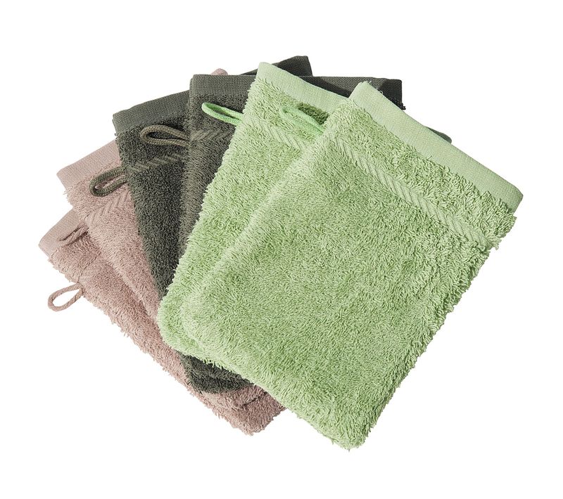 Lot De 6 Gant De Toilette 15x20 Vert En Acrylique