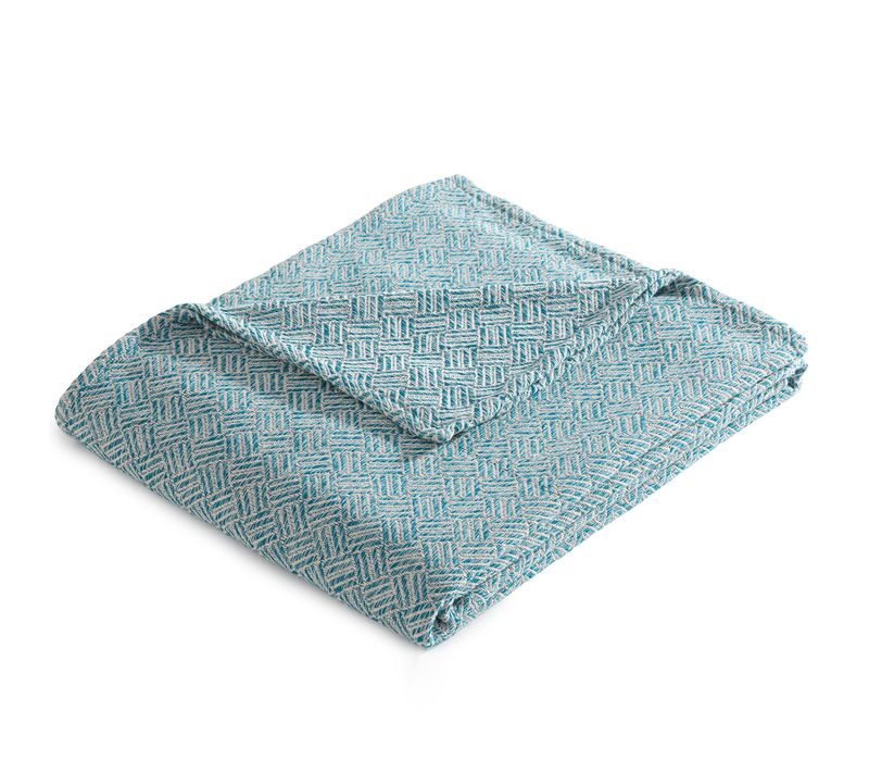 Jeté De Fauteuil 180x250 Bleu Canard En Coton