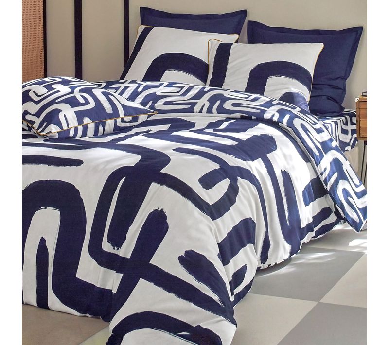 Housse De Couette 140x200 Bleu Marine En Coton