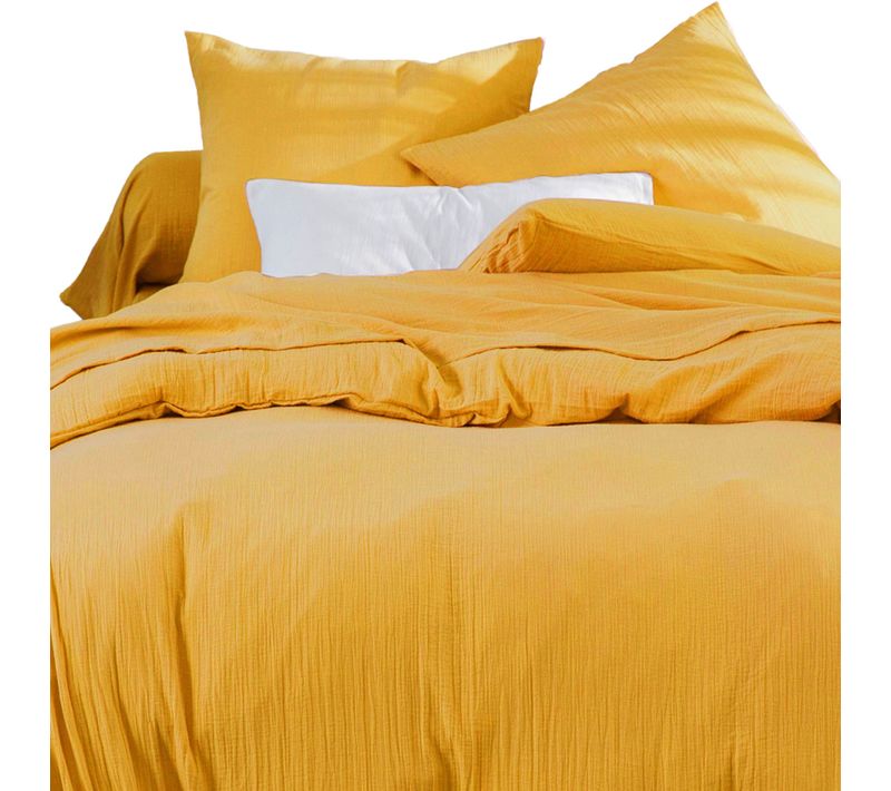 Housse De Couette 200x200 Jaune Maïs En Coton