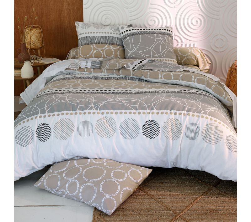 Housse De Couette 240x220 Beige En Coton