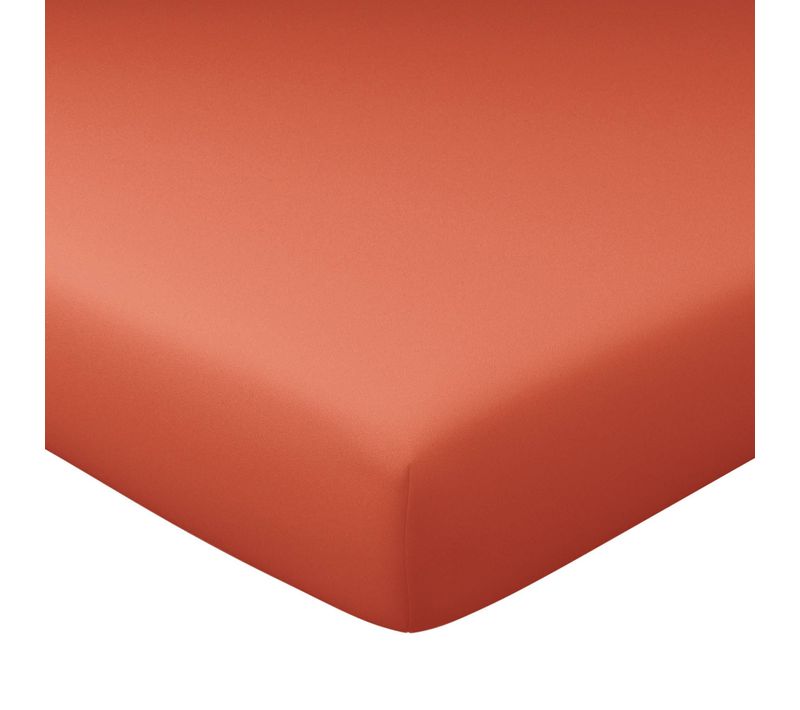 Drap-housse Grand Bonnet 180x200x40 Orange Terracotta En Coton