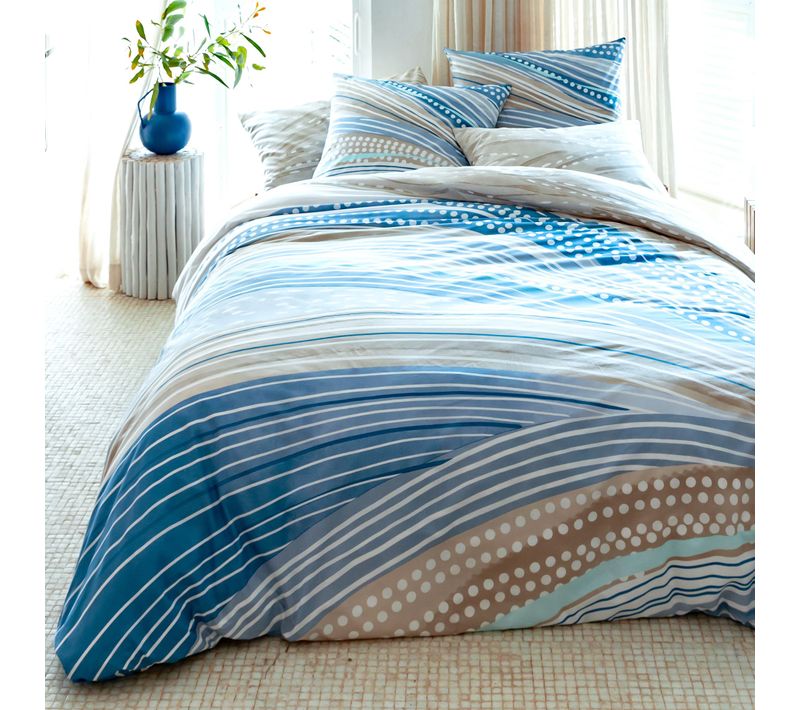 Housse De Couette 240x220 Bleu En Coton