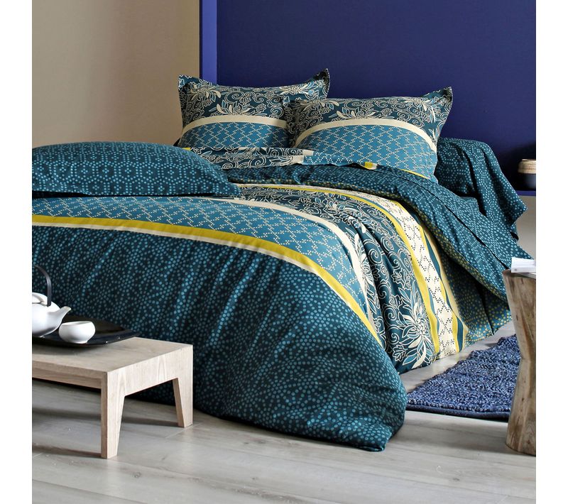 Housse De Couette 200x200 Bleu En Coton