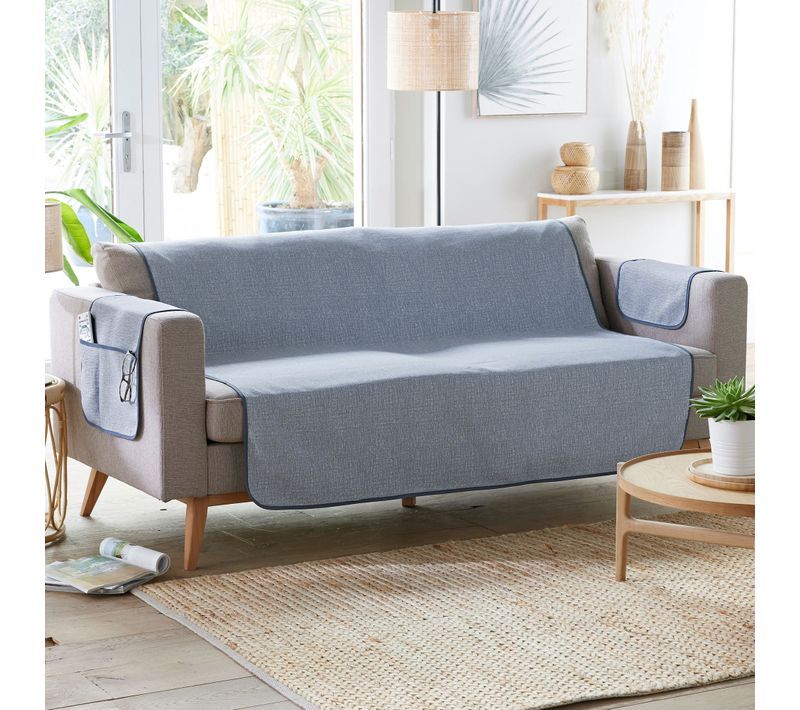 Protège Canapé 100x200 Bleu En Polyester