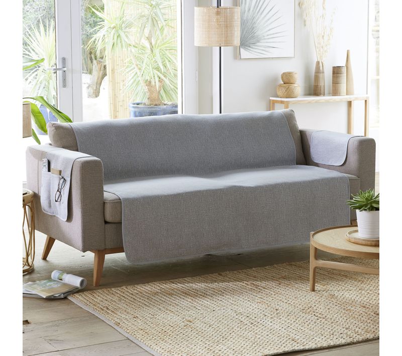 Protège Canapé 100x200 Gris Perle En Polyester