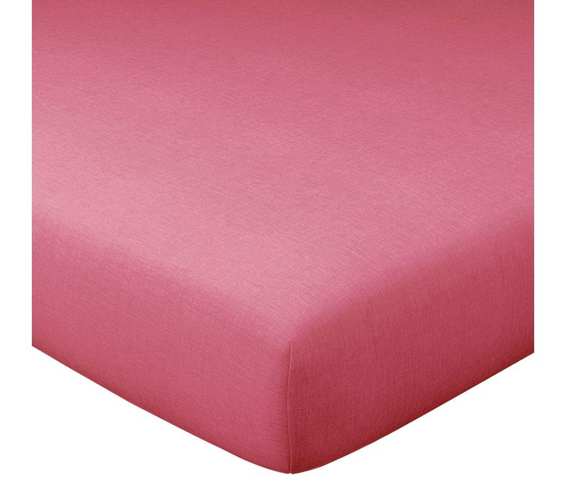 Drap-housse 90x200x28 Rose Bonbon En Coton