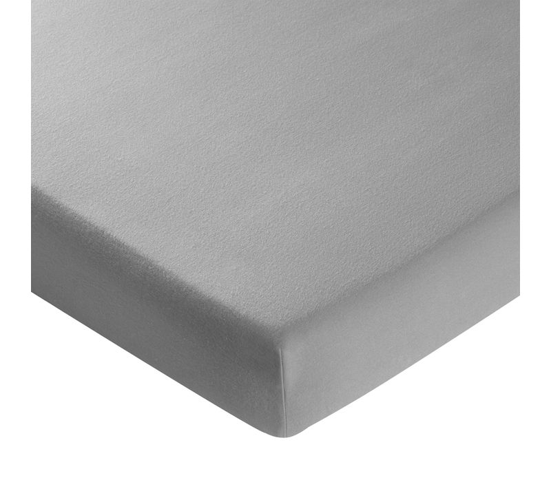 Drap-housse 180x200x28 Gris Galet En Coton