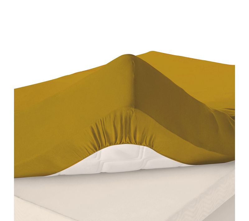 Drap-housse Grand Bonnet 180x200x32 Jaune Soleil En Coton