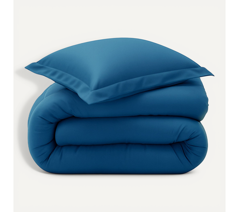 Housse De Couette 260x240 Bleu Nuit En Coton