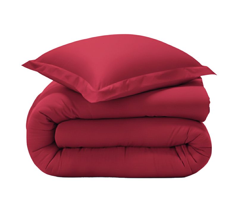 Housse De Couette 140x200 Rouge Grenade En Coton