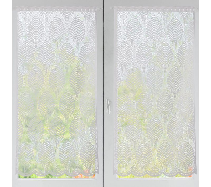 Lot De 2 Voilage Droit 44x90 Blanc En Polyester
