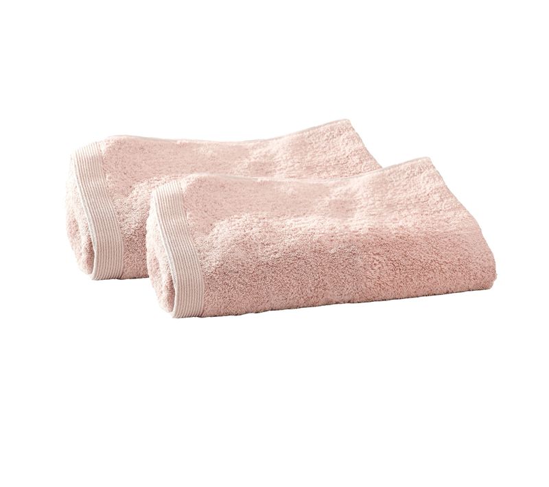 Lot De 2 Serviette Invité 30x50 Rose Nude En Coton 550 G/m²
